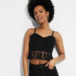 Wild Fable Black Crocheted Bohemian Cropped Tank Top